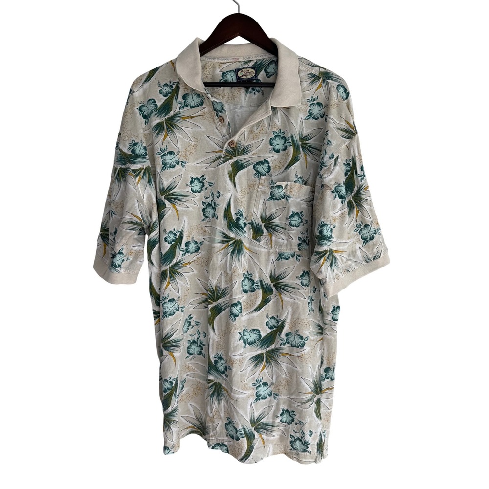 Tommy‎ Bahama Tropical Polo Shirt Mens XL Vintage Resort Beach Bird of Paradise